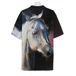 White Horse Portrait Print Hawaiian Shirt