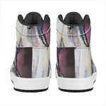 White Horse Portrait Print High Top Leather Sneakers