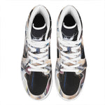 White Horse Portrait Print High Top Leather Sneakers