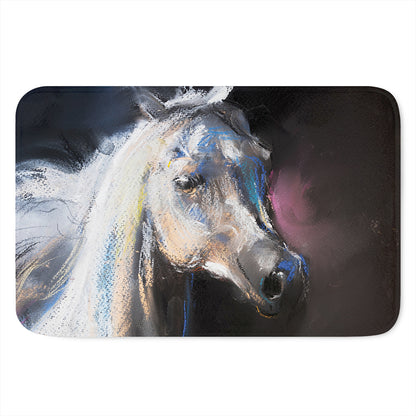 White Horse Portrait Print Indoor Door Mat
