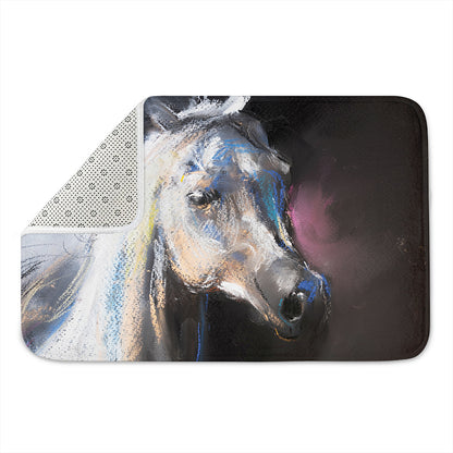 White Horse Portrait Print Indoor Door Mat