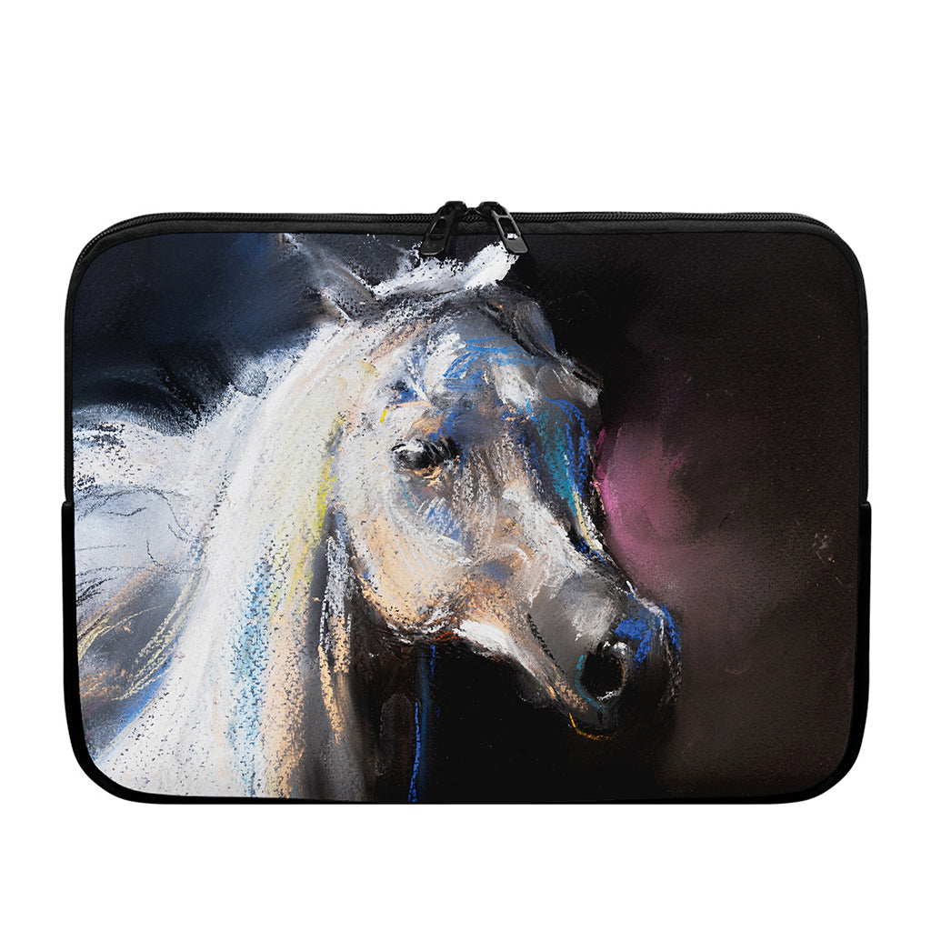 White Horse Portrait Print Laptop Sleeve