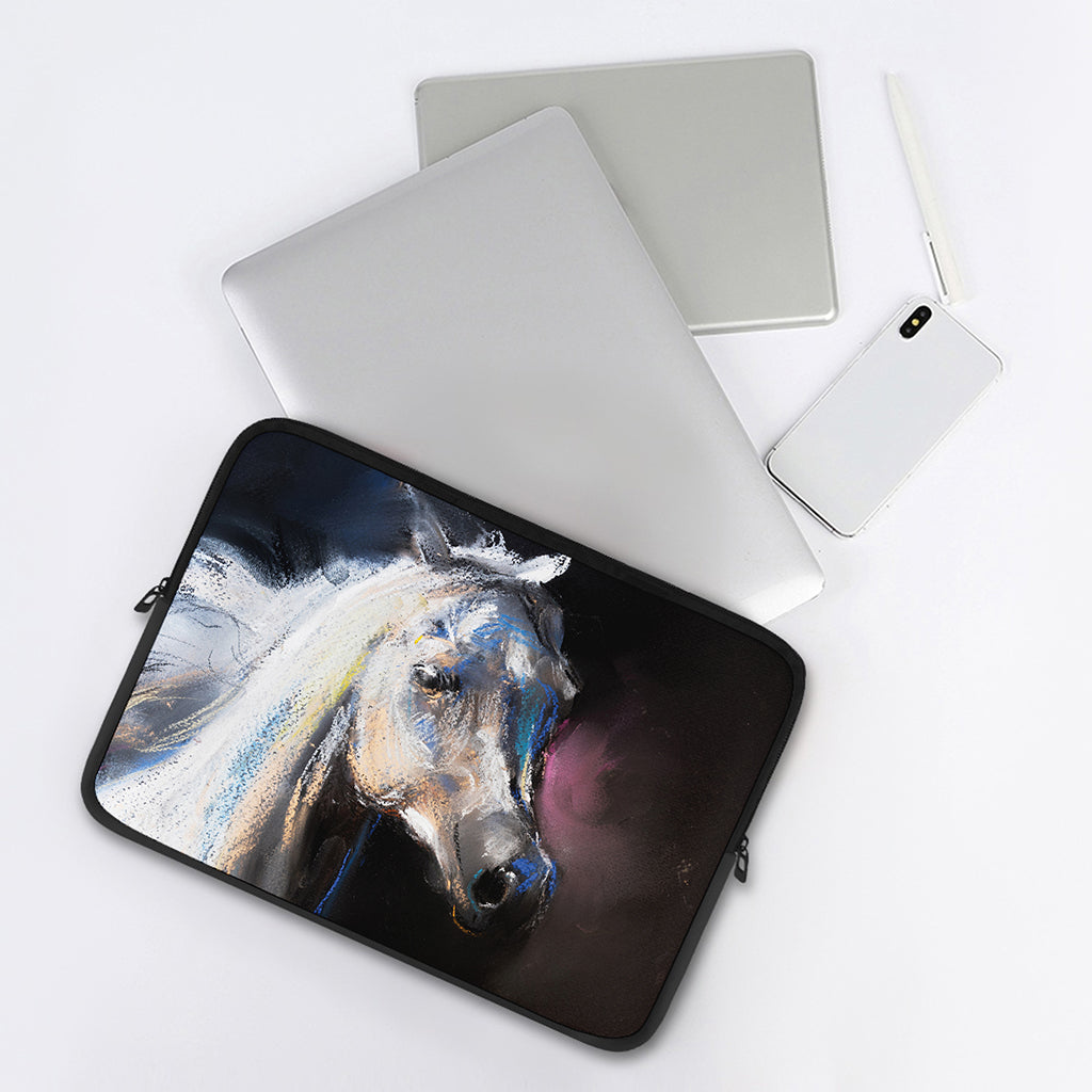 White Horse Portrait Print Laptop Sleeve