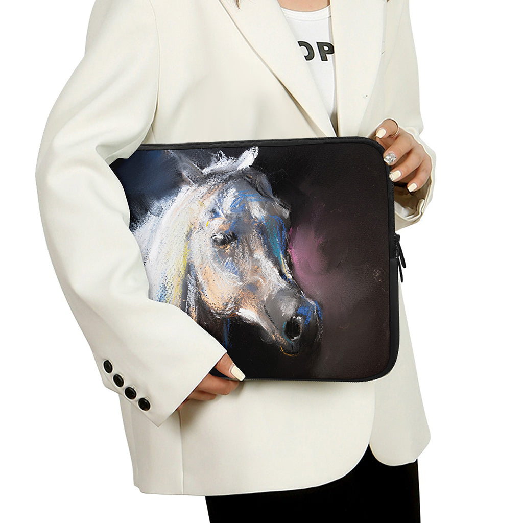 White Horse Portrait Print Laptop Sleeve