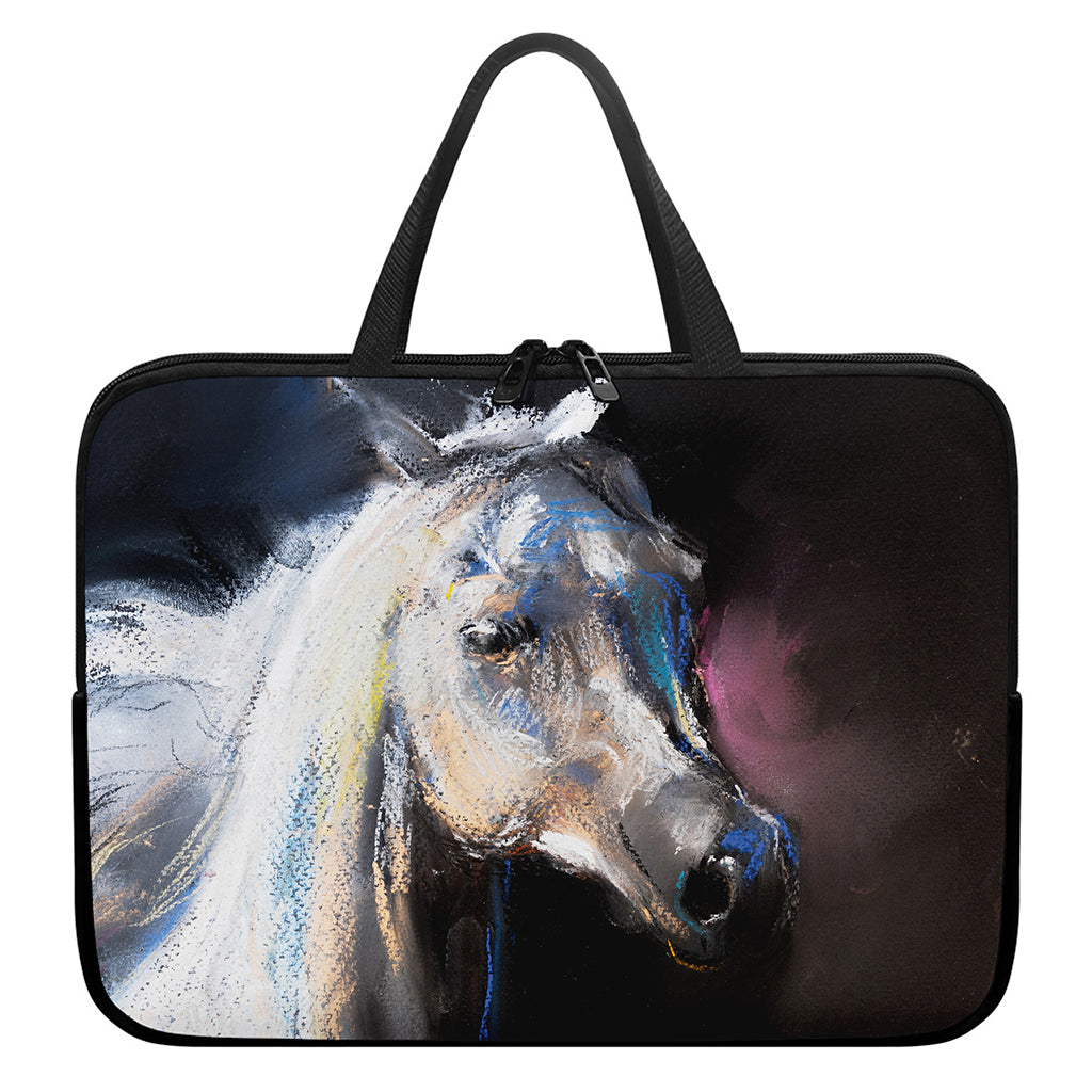 White Horse Portrait Print Laptop Sleeve With Handle