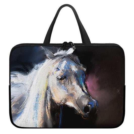 White Horse Portrait Print Laptop Sleeve With Handle
