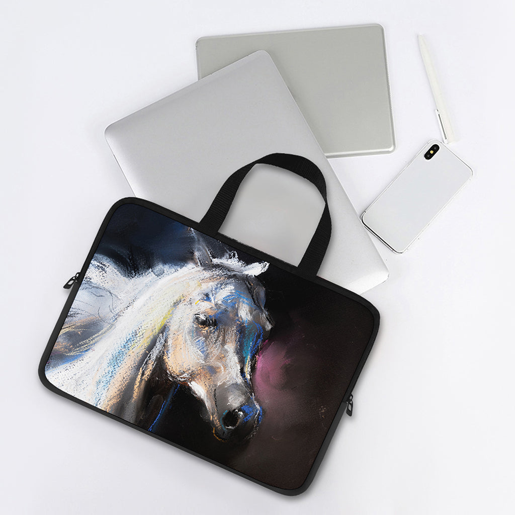 White Horse Portrait Print Laptop Sleeve With Handle