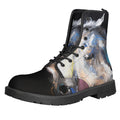 White Horse Portrait Print Lace-Up Boots