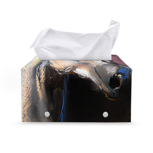White Horse Portrait Print Leather Tissue Box Cover