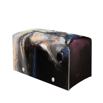 White Horse Portrait Print Leather Tissue Box Cover