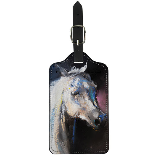 White Horse Portrait Print Luggage Tag