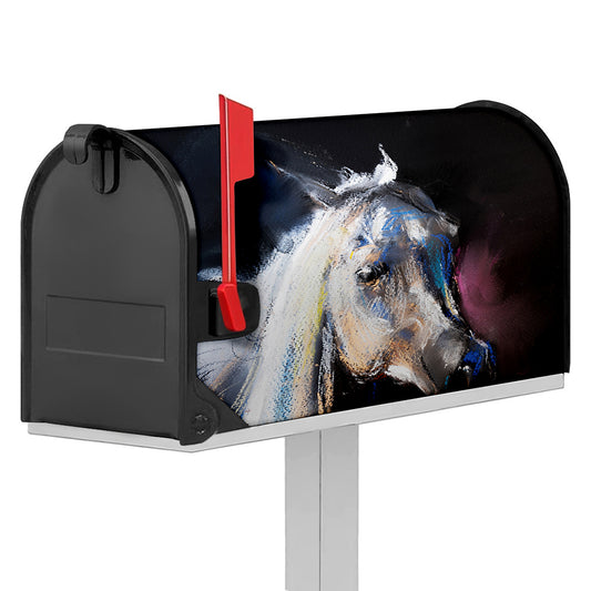 White Horse Portrait Print Mailbox Cover