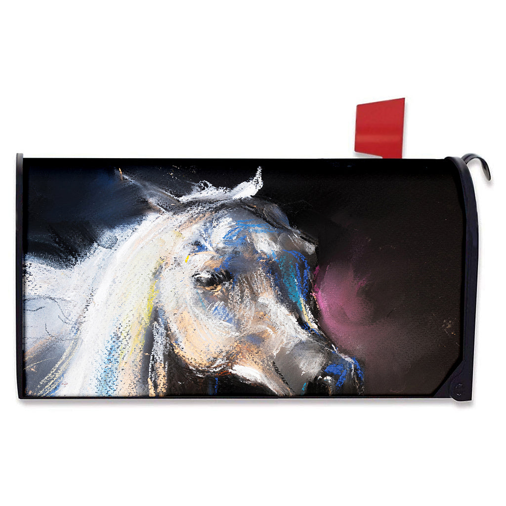 White Horse Portrait Print Mailbox Cover