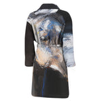 White Horse Portrait Print Men's Bathrobe