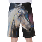 White Horse Portrait Print Men's Beach Shorts
