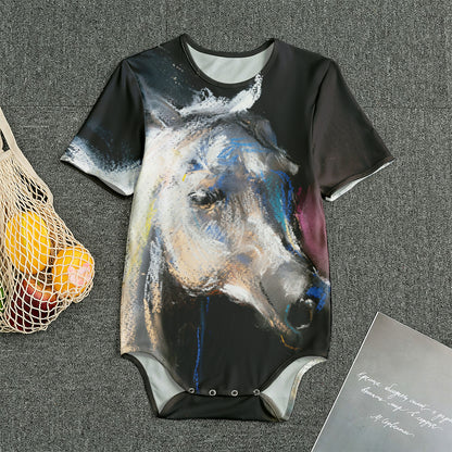 White Horse Portrait Print Men's Bodysuit