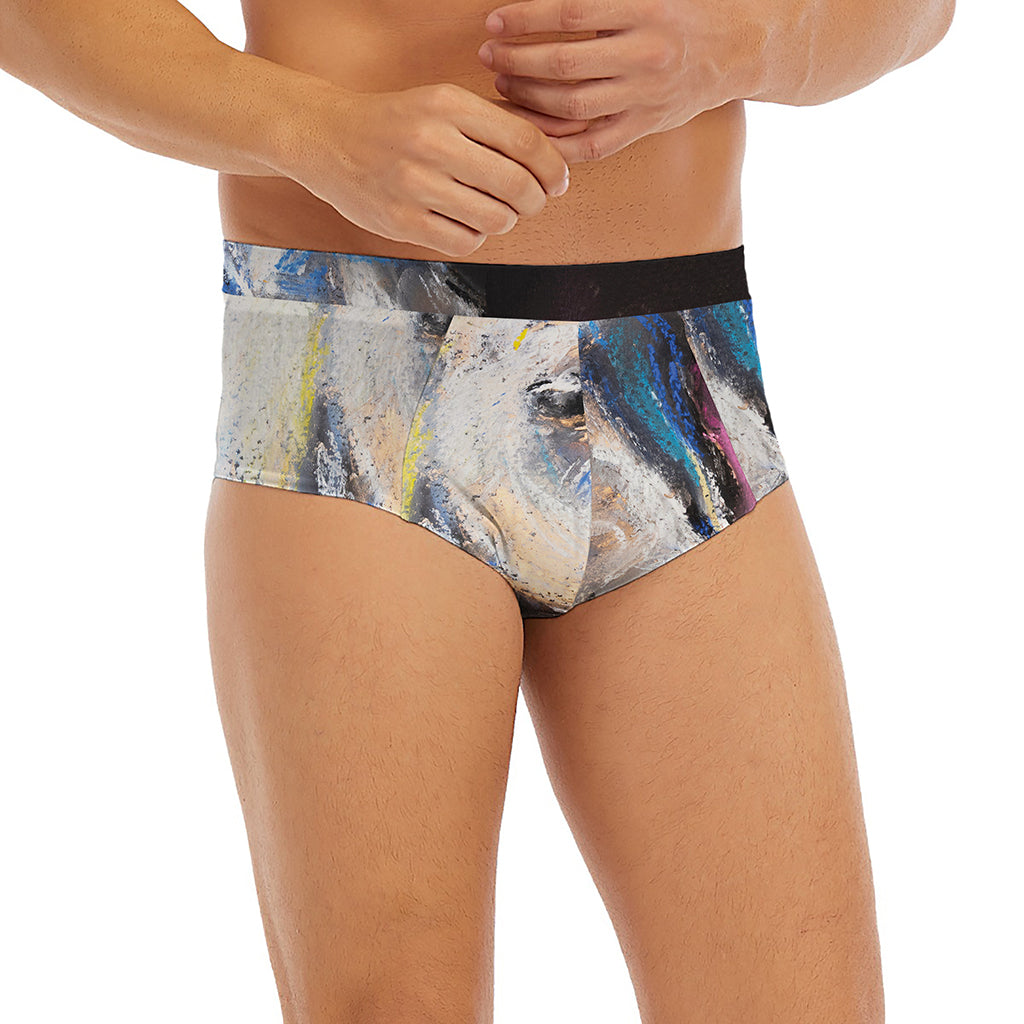 White Horse Portrait Print Men's Briefs