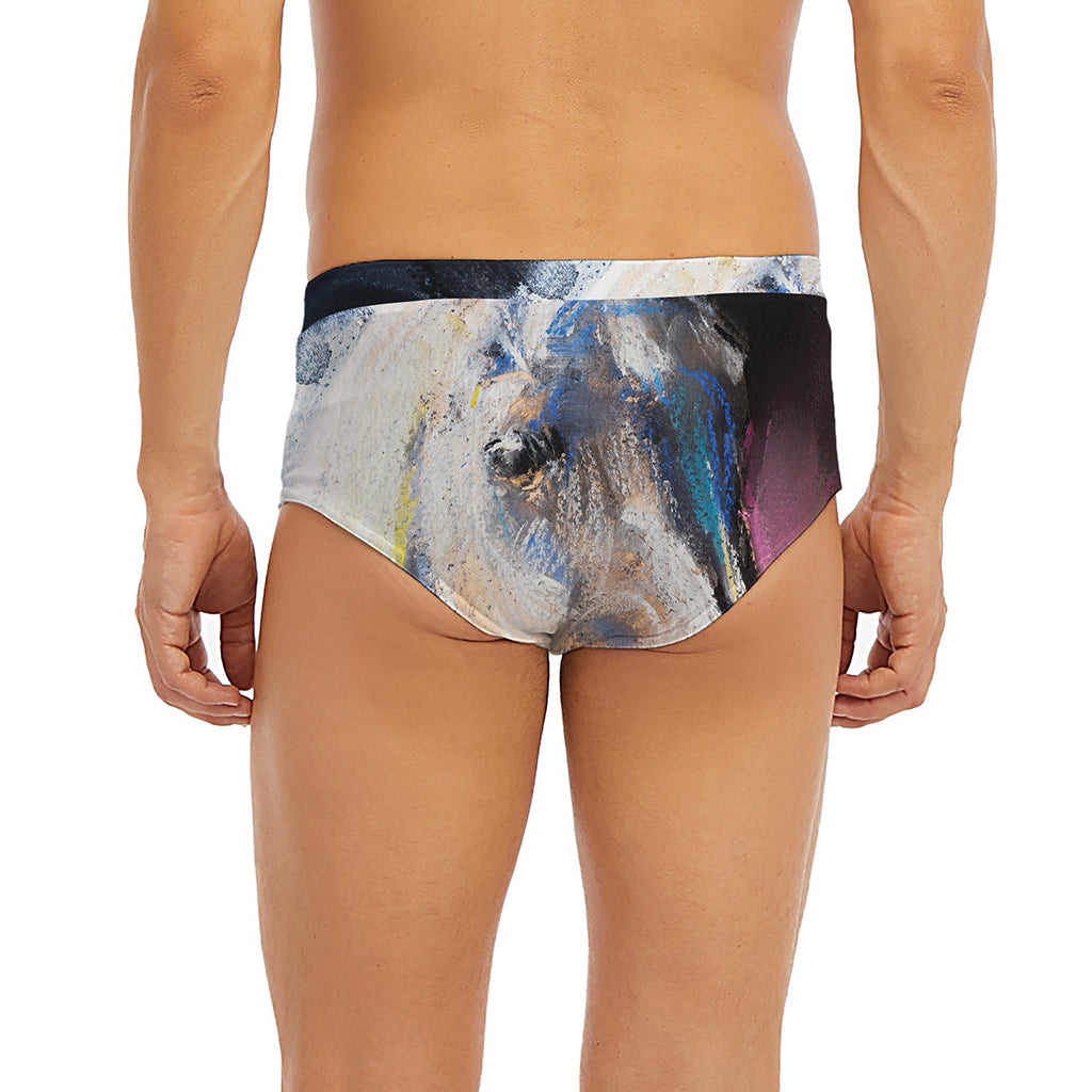 White Horse Portrait Print Men's Briefs