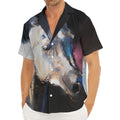 White Horse Portrait Print Men's Deep V-Neck Shirt
