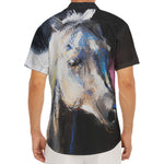 White Horse Portrait Print Men's Deep V-Neck Shirt