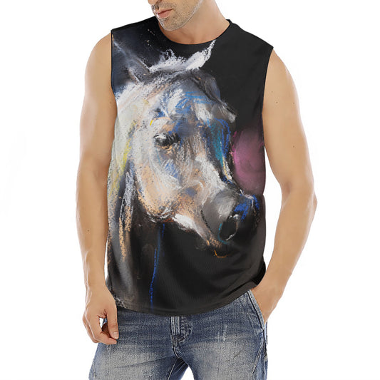 White Horse Portrait Print Men's Fitness Tank Top