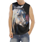 White Horse Portrait Print Men's Fitness Tank Top