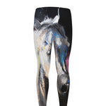 White Horse Portrait Print Men's leggings