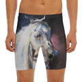 White Horse Portrait Print Men's Long Boxer Briefs
