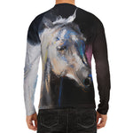White Horse Portrait Print Men's Long Sleeve Rash Guard