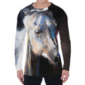 White Horse Portrait Print Men's Long Sleeve T-Shirt