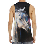 White Horse Portrait Print Men's Muscle Tank Top