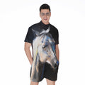 White Horse Portrait Print Men's Romper