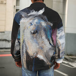 White Horse Portrait Print Men's Shirt Jacket