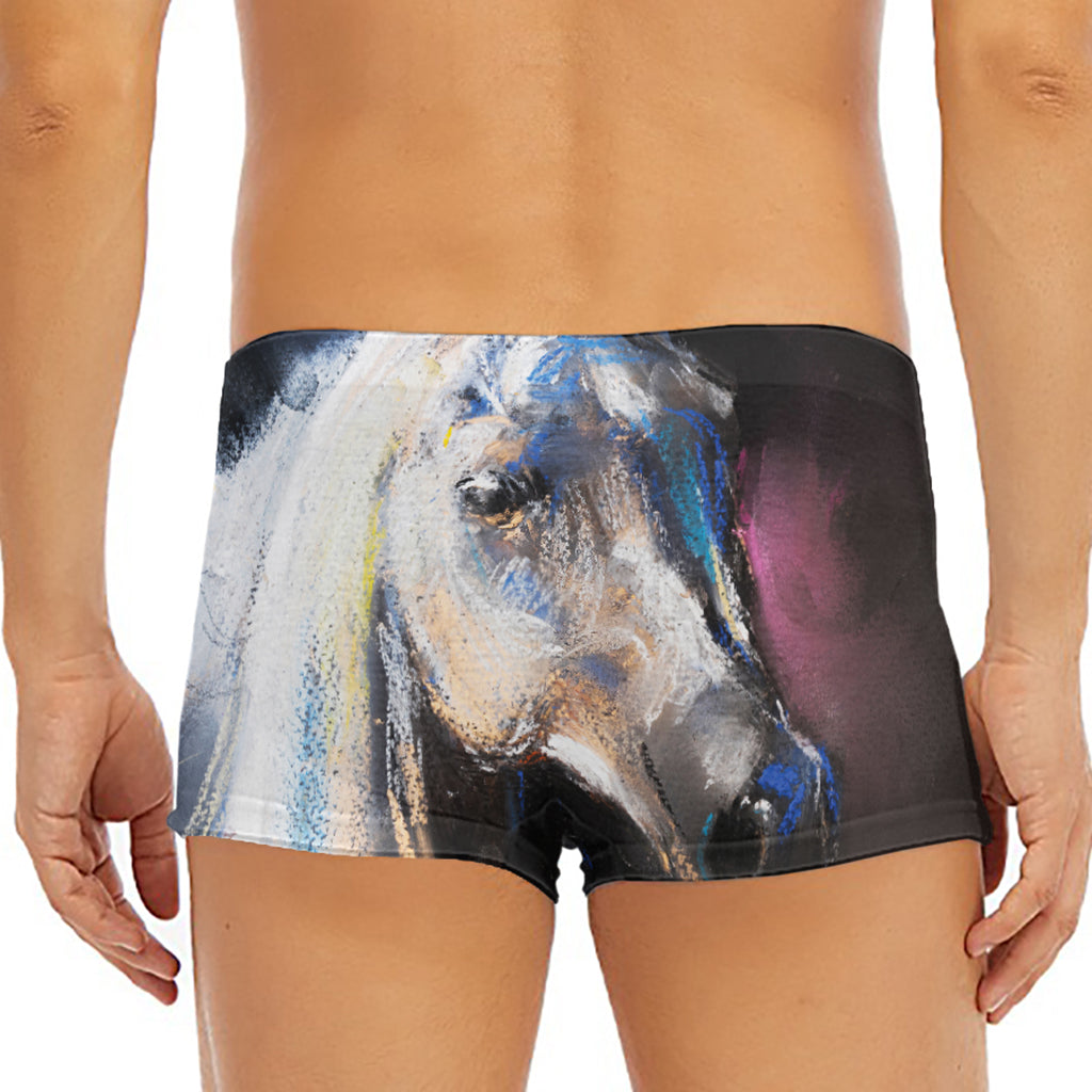 White Horse Portrait Print Men's Short Boxer Briefs