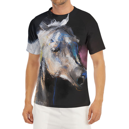 White Horse Portrait Print Men's Short Sleeve Rash Guard