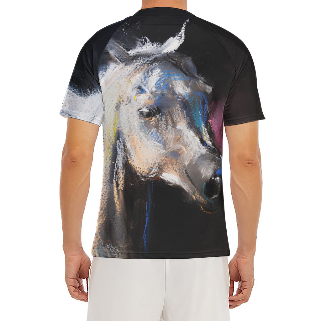 White Horse Portrait Print Men's Short Sleeve Rash Guard