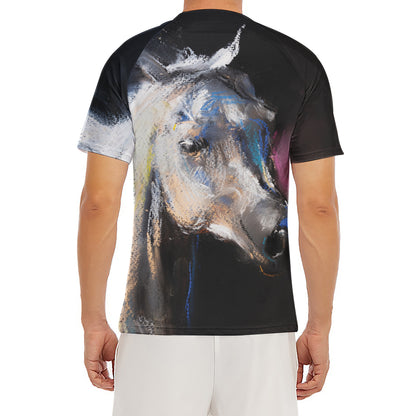 White Horse Portrait Print Men's Short Sleeve Rash Guard