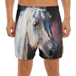 White Horse Portrait Print Men's Split Running Shorts