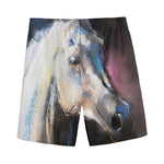 White Horse Portrait Print Men's Sports Shorts
