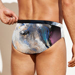 White Horse Portrait Print Men's Swim Briefs