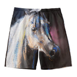 White Horse Portrait Print Men's Swim Trunks