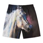 White Horse Portrait Print Men's Swim Trunks