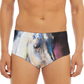 White Horse Portrait Print Men's Triangle Swim Briefs
