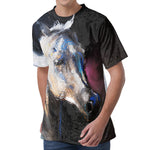 White Horse Portrait Print Men's Velvet T-Shirt
