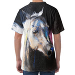 White Horse Portrait Print Men's Velvet T-Shirt