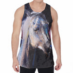 White Horse Portrait Print Men's Velvet Tank Top