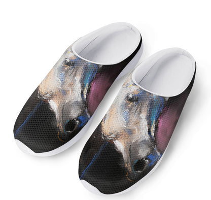White Horse Portrait Print Mesh Casual Shoes