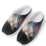 White Horse Portrait Print Mesh Casual Shoes