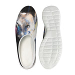 White Horse Portrait Print Mesh Casual Shoes