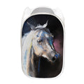 White Horse Portrait Print Mesh Laundry Hamper